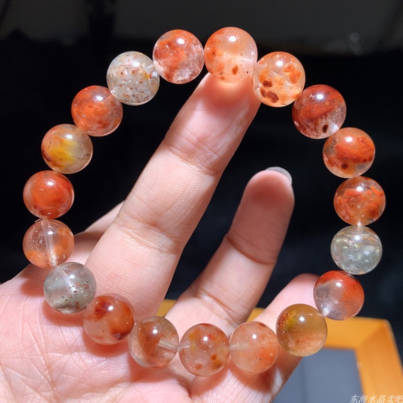 天然彩兔毛团团兔毛绒发水晶手链