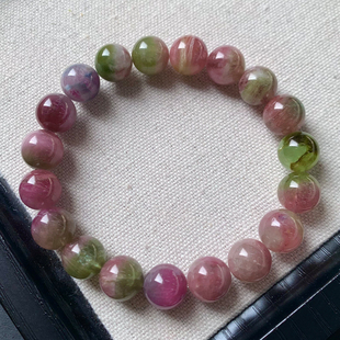 天然西瓜碧玺手链彩虹糖果色水晶手串送礼物甜美饰品情侣款男女生