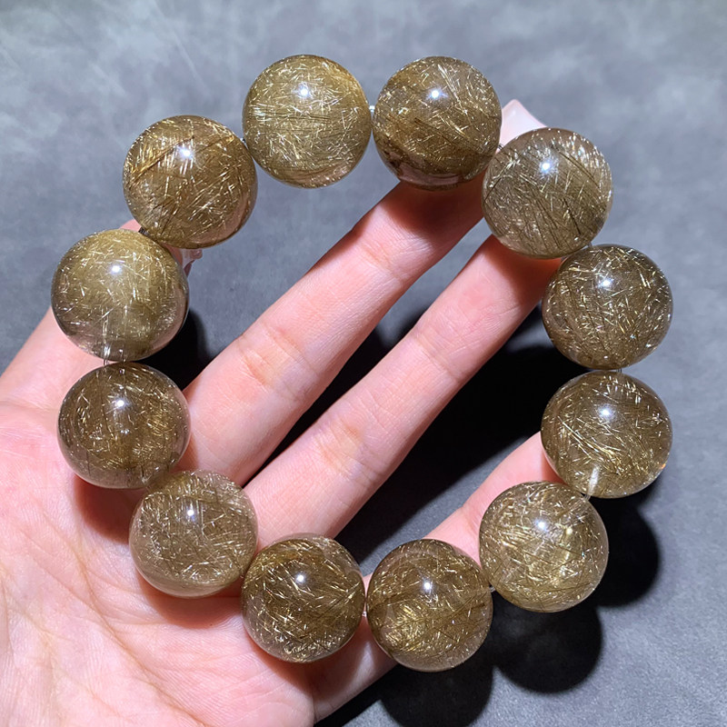 天然银发晶魔鬼发单圈手链白银顺发水晶手串板钛一物一图饰品男女
