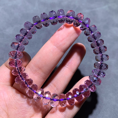 天然梦幻紫水晶刻面手链盘珠