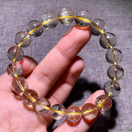 天然维纳斯发晶透体单圈手链柔顺发丝巴西金发晶水晶配饰一物一图