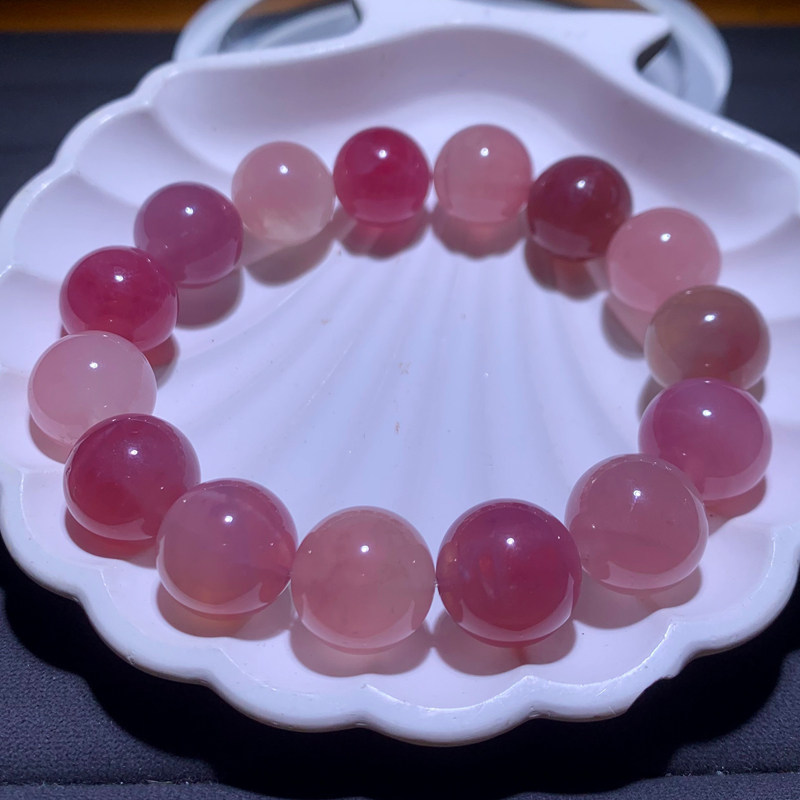 天然马粉单圈手链马达加斯水晶芙蓉石紫粉晶手串情侣饰品送礼物女