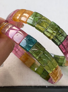 天然冰种彩虹碧玺手排礼物情侣款