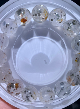 天然黄铜矿手链单圈冰透共生黄铁矿石水晶时尚饰品送礼物男女情侣