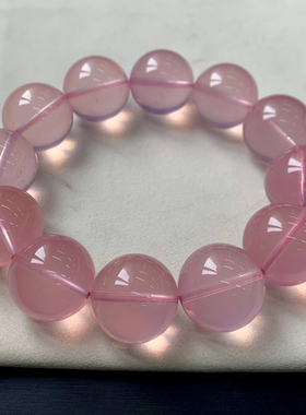 天然冰透星光粉晶手链单圈饰品女