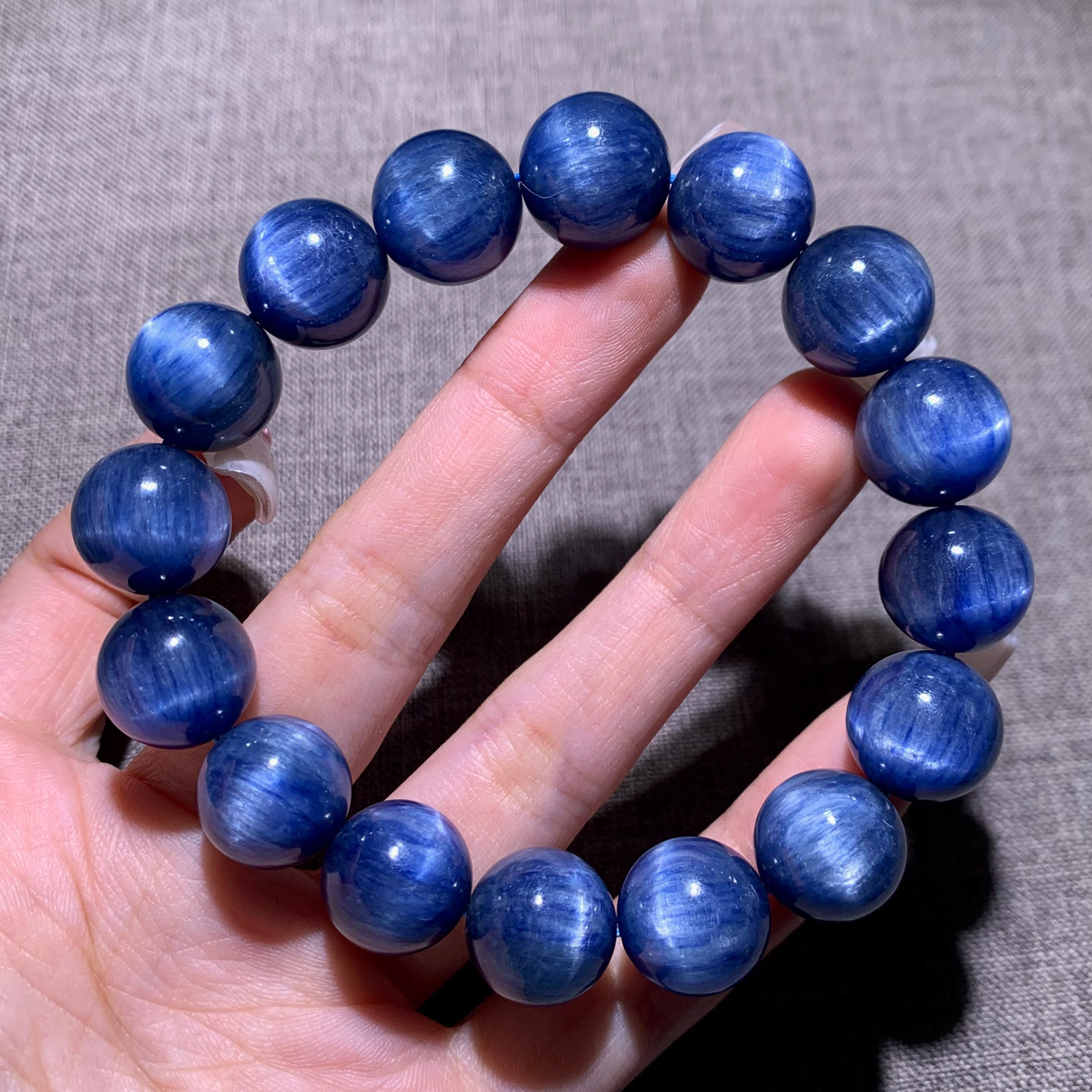 天然强猫眼蓝晶石单圈手串共生矿物闪片水晶手链饰品礼物情侣男女