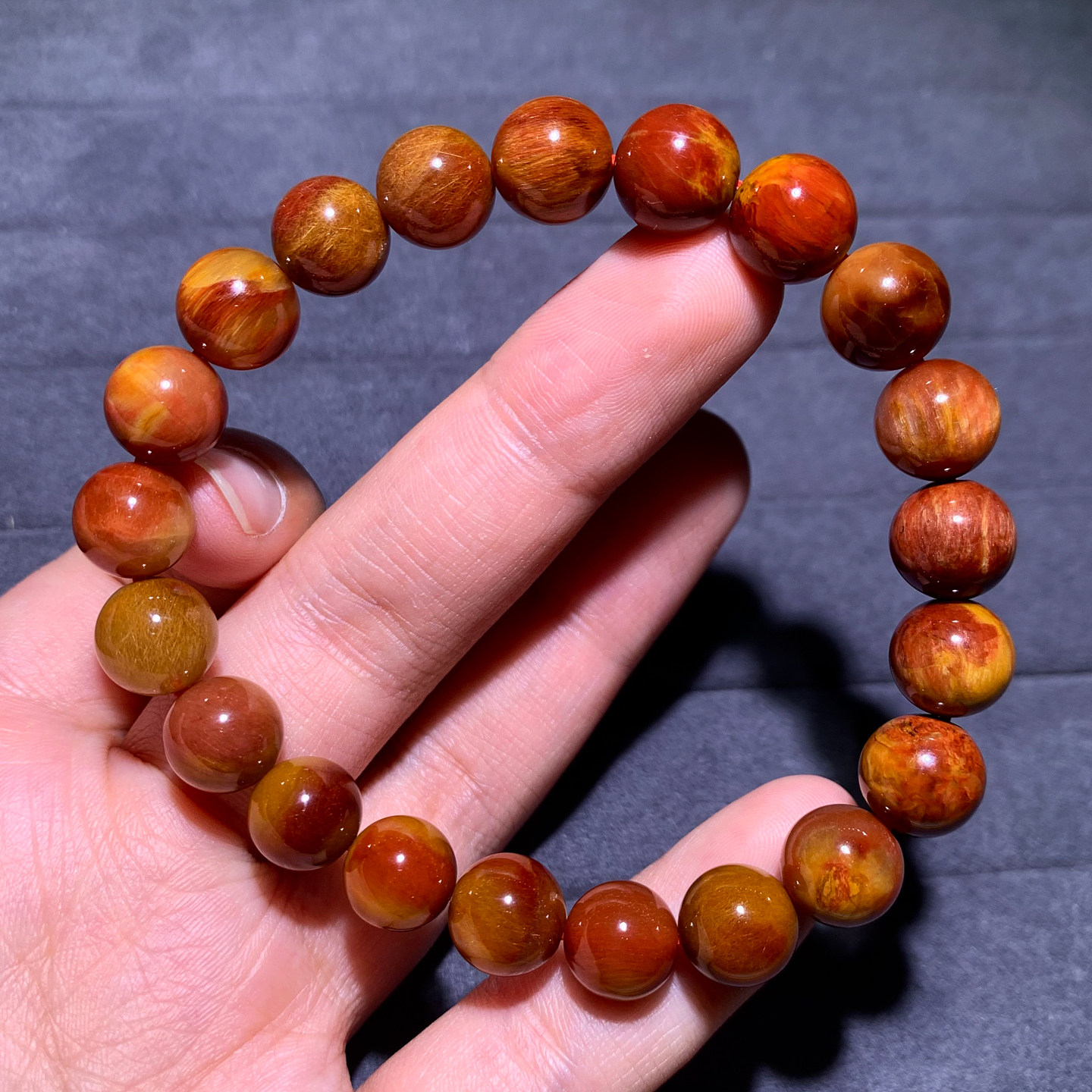 天然顺发橘红兔毛手链绒发拉丝女图片