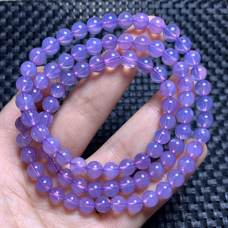 天然果冻感紫玉晶手链三圈冰透梦幻紫水晶甜美饰品水晶手串礼物女