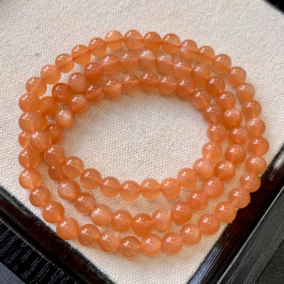 天然金沙日光石三圈手串水晶长石