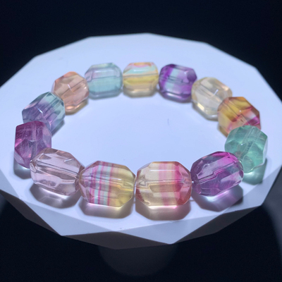 天然萤石随形单圈手链多彩饰品女