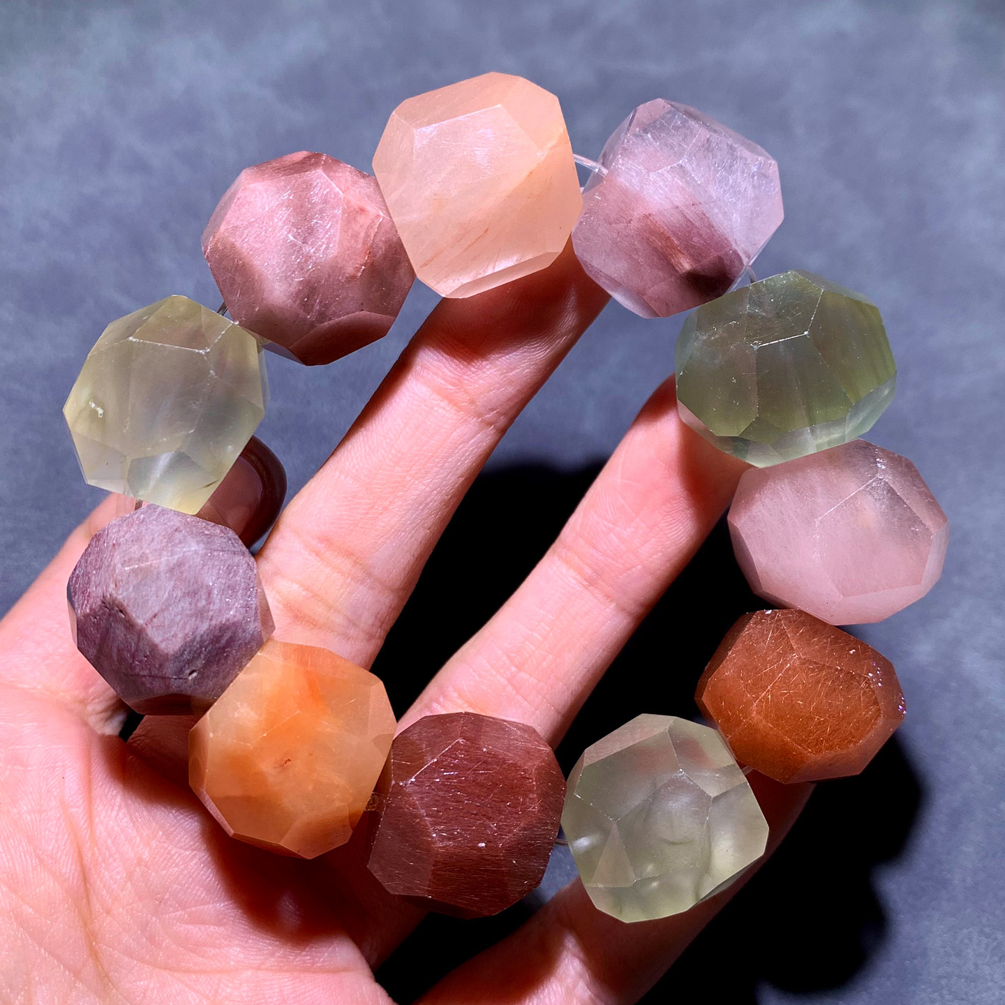 天然兔毛发晶随形水晶手链单圈顺发彩发晶幽灵手串饰品礼物情侣款