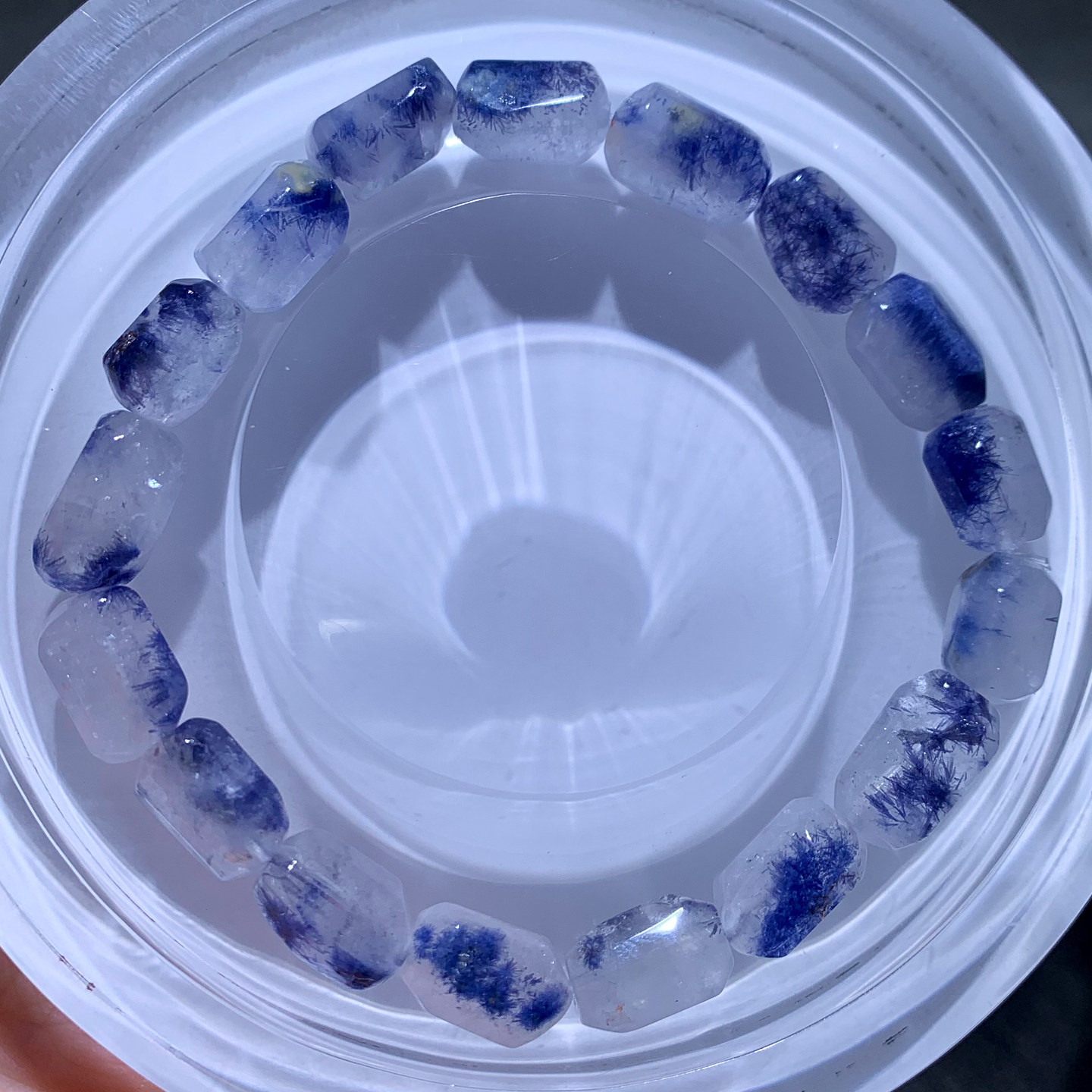 天然蓝线石随形手串冰种蓝绒晶共生蓝发晶水晶手链饰品情侣送礼物