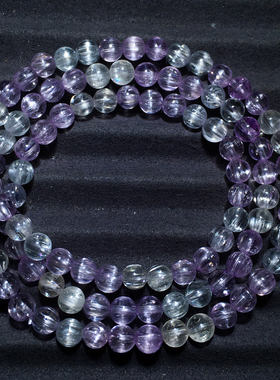 天然猫眼冰透锂辉石三圈手链紫色