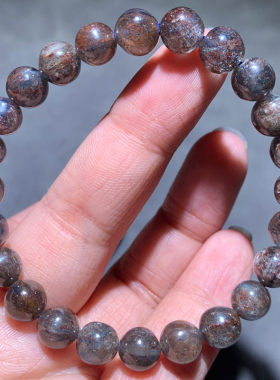 天然草莓蓝晶石共生矿单圈手链女