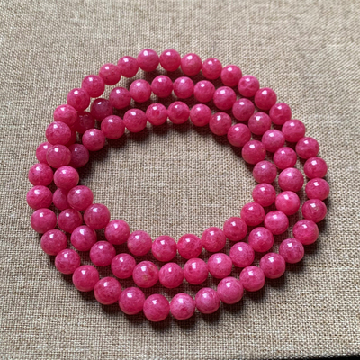 天然蔷薇辉石三圈水晶手串礼物女