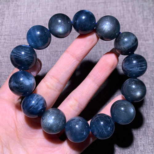 天然糯体星光魔鬼蓝海蓝宝手链