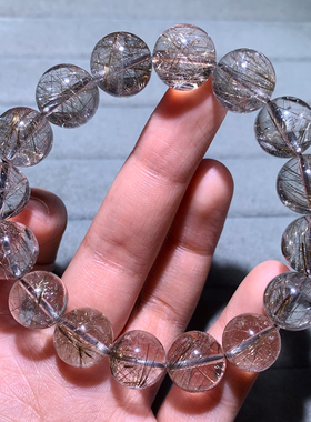 天然银发晶单圈手链透体水晶礼物