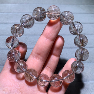 天然银发晶单圈手链透体水晶浓密发丝板钛铜发手串送礼物饰品情侣