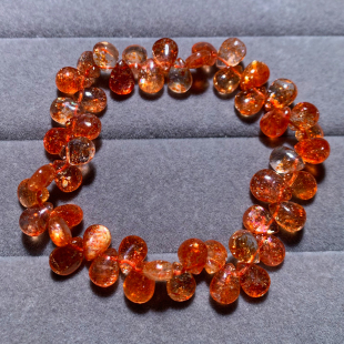 天然水滴金太阳手链爆闪橙日光石手串水晶甜美闺蜜礼物情侣女