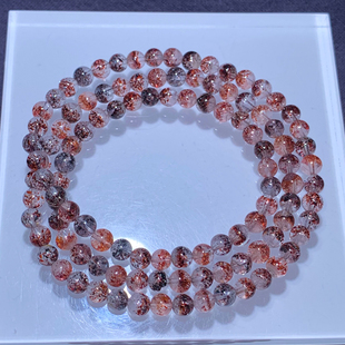 天然云母超七三圈水晶手链一物一图金草莓水晶三轮骨干手串礼物女