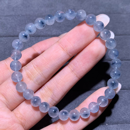 天然蓝兔毛发晶单圈手链顺发水晶