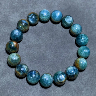 天然巴西岛屿蓝晶石圈手链一物一图共生体满矿蓝水晶手串礼物女