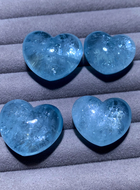 天然星光海蓝宝爱心吊坠湛蓝水晶