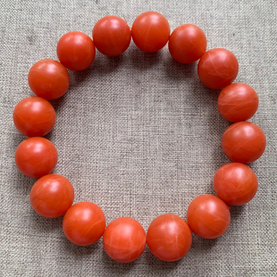 天然保山南红玛瑙单圈手链磨砂柿子红手串聚宝盆男女士款饰品礼物