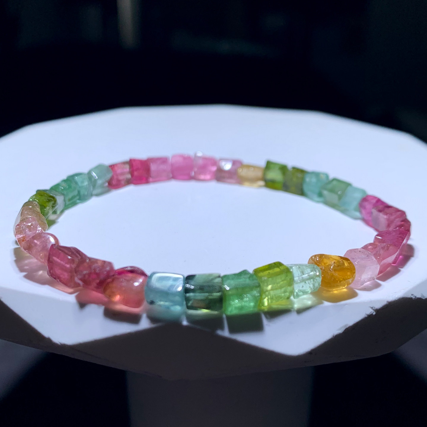 天然小颗粒彩虹碧玺随形手链糖果色宝石饰品送闺蜜礼物情侣款配饰