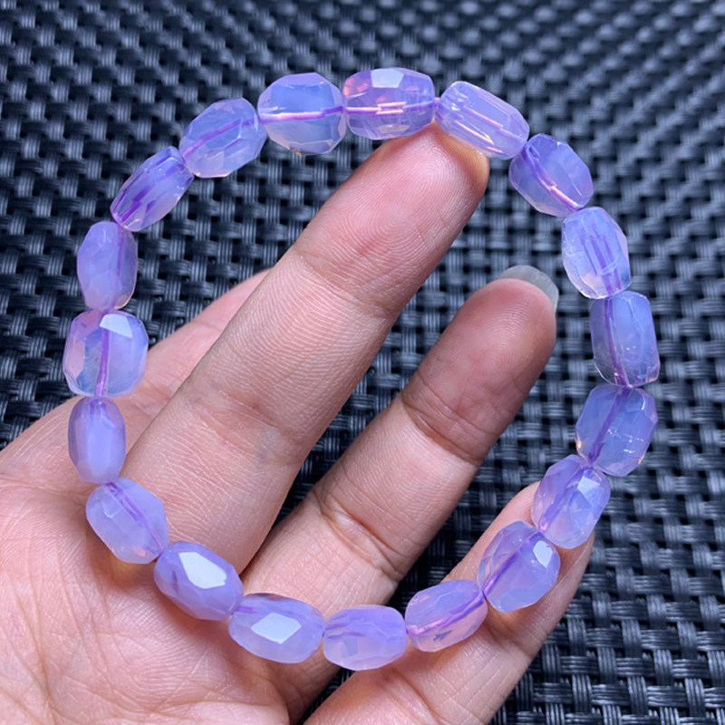 天然紫玉晶切角刻面随形手链冰种