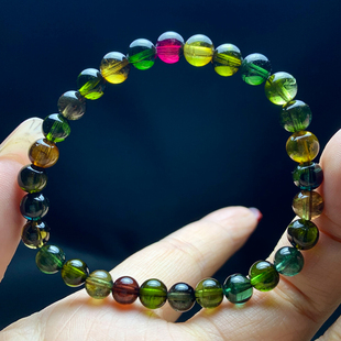 天然老矿碧玺单圈手链黑玫瑰黑美人碧玺饰品手串一物一图送礼物女