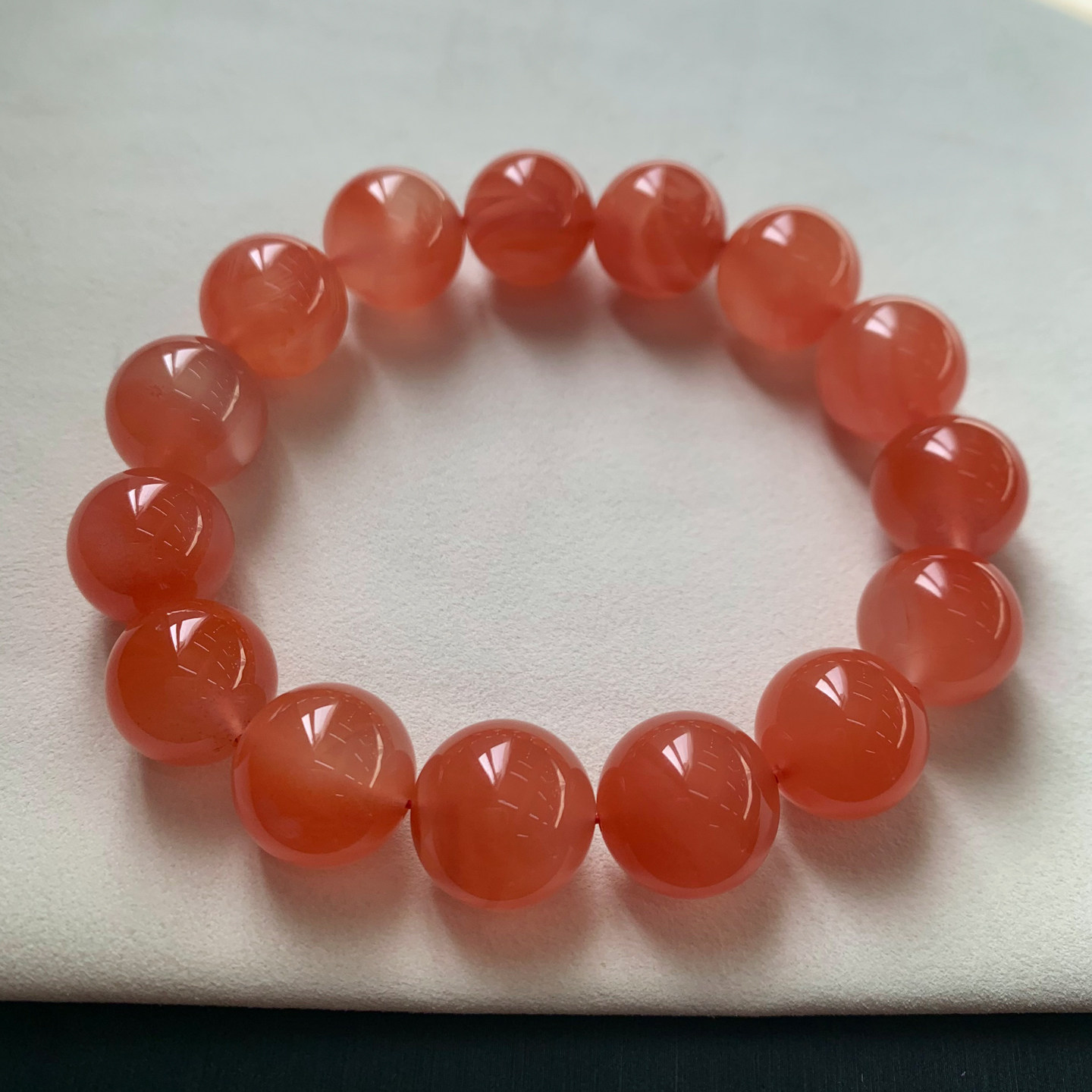 天然樱桃红南红玛瑙单圈手链柿子红水晶宝石佛珠手串饰品礼物情侣