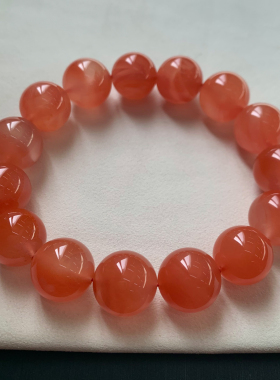 天然樱桃红南红玛瑙单圈手链水晶