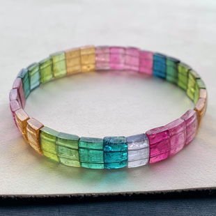 天然彩虹碧玺手排糖果色随形手串单圈西瓜饰品送礼物水晶情侣款女