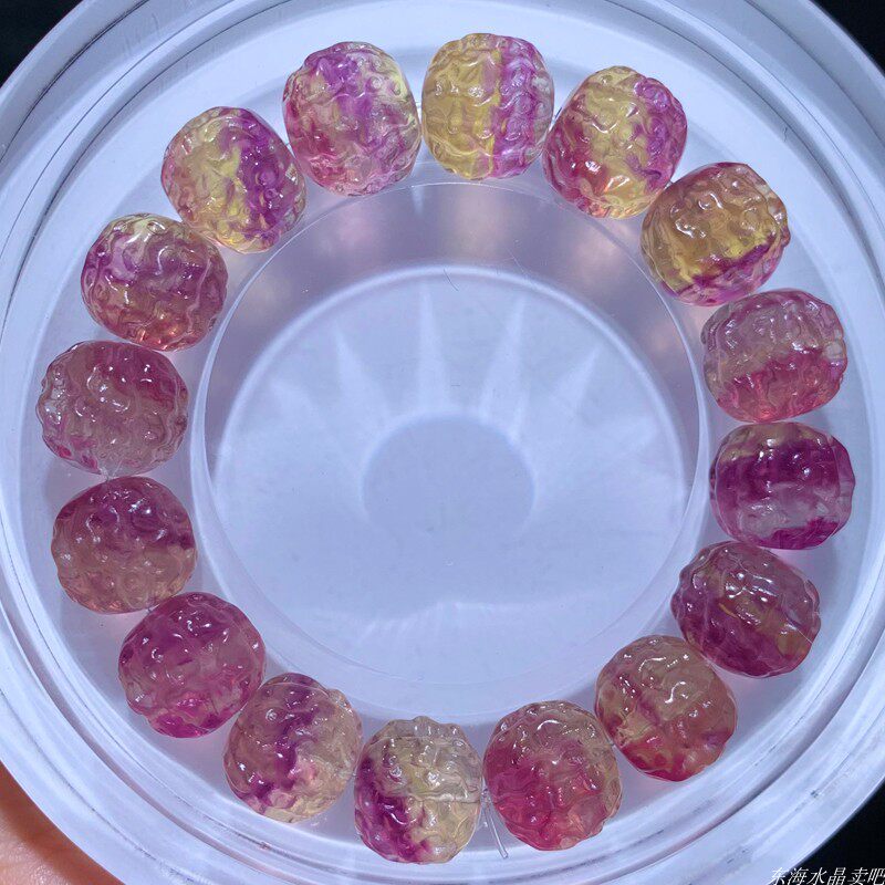 天然西瓜双色萤石花生单圈手链