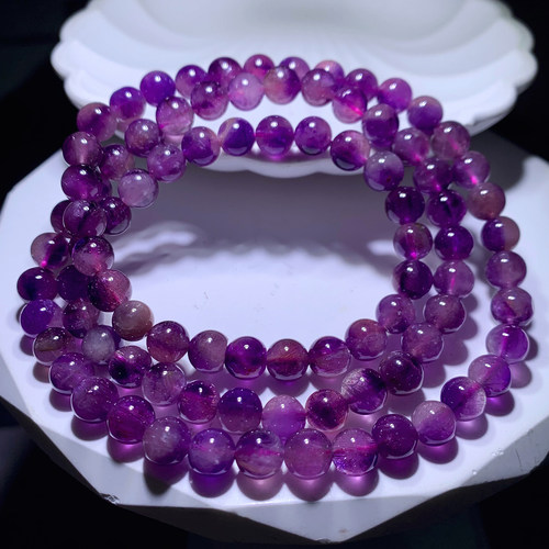 天然冰透紫超七三圈手链饰品情侣