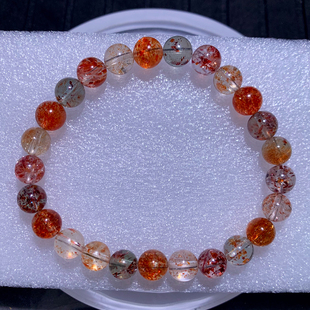 天然阿鲁沙长石小颗粒手链冰透绿柱石金太阳石日光石水晶手串送礼