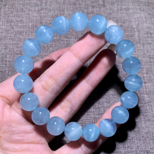 天然猫眼海蓝宝单圈手链巴西星空蓝水晶男女款 饰品送礼物情侣手串