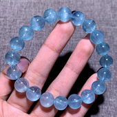 天然巴西猫眼海蓝宝手链绿柱石水晶手串甜美饰品送礼物配饰情侣款