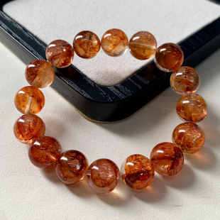 天然糖纸胶花水晶手链冰透原色巴西红幽灵单圈手串饰品送礼物男女