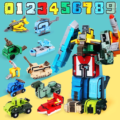 儿童玩具数字变形汽车人金刚合体拼装玩具机器人男孩女孩益智礼物
