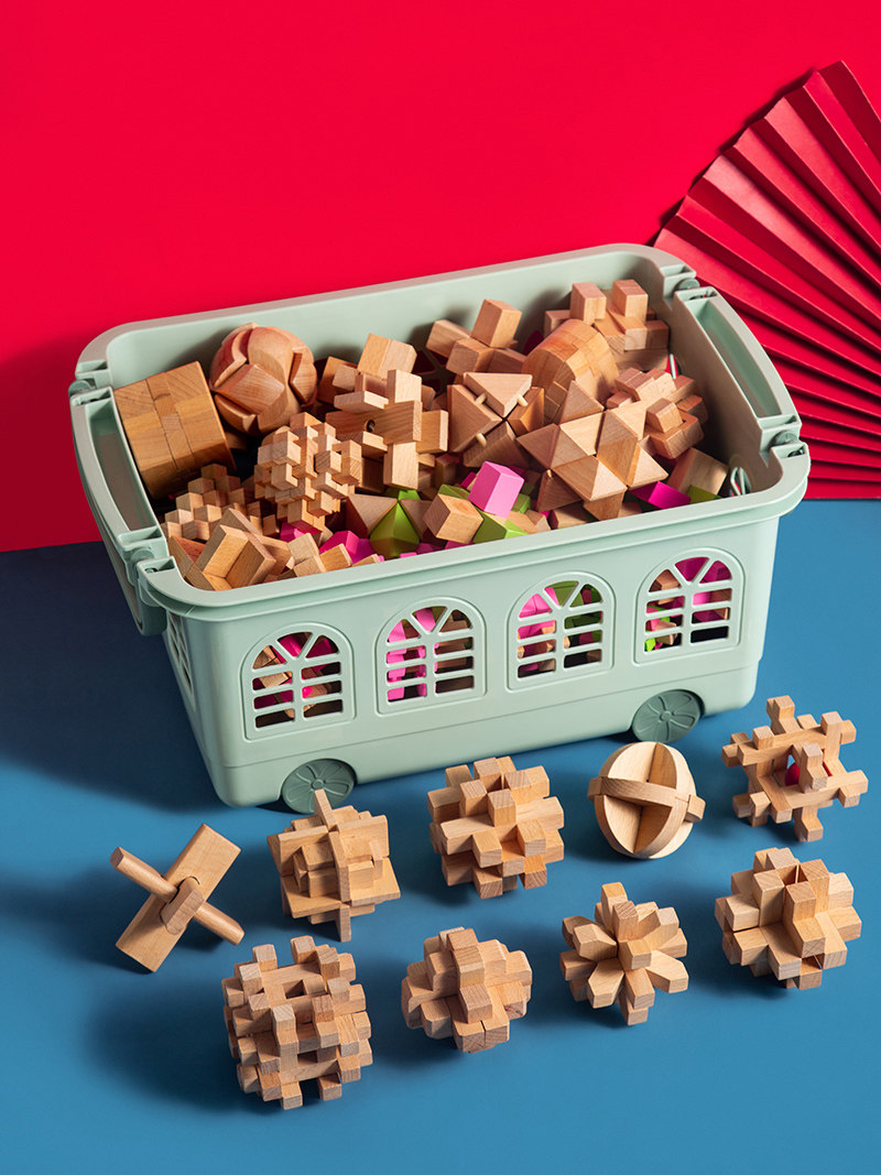 孔明锁鲁班锁全套小学生益智力烧脑九连环儿童礼物解锁环解扣玩具