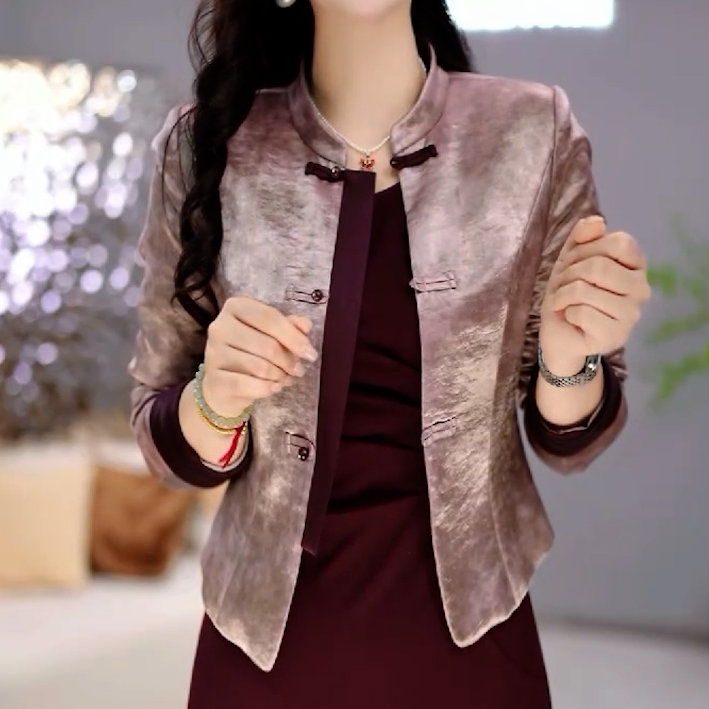 长袖高档新中式两件套连衣裙女2026春秋新款妈妈气质套装显瘦裙子