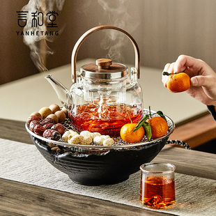 围炉煮茶 家用室内烤茶电陶炉罐罐茶煮茶器耐热玻璃茶壶 茶具套装
