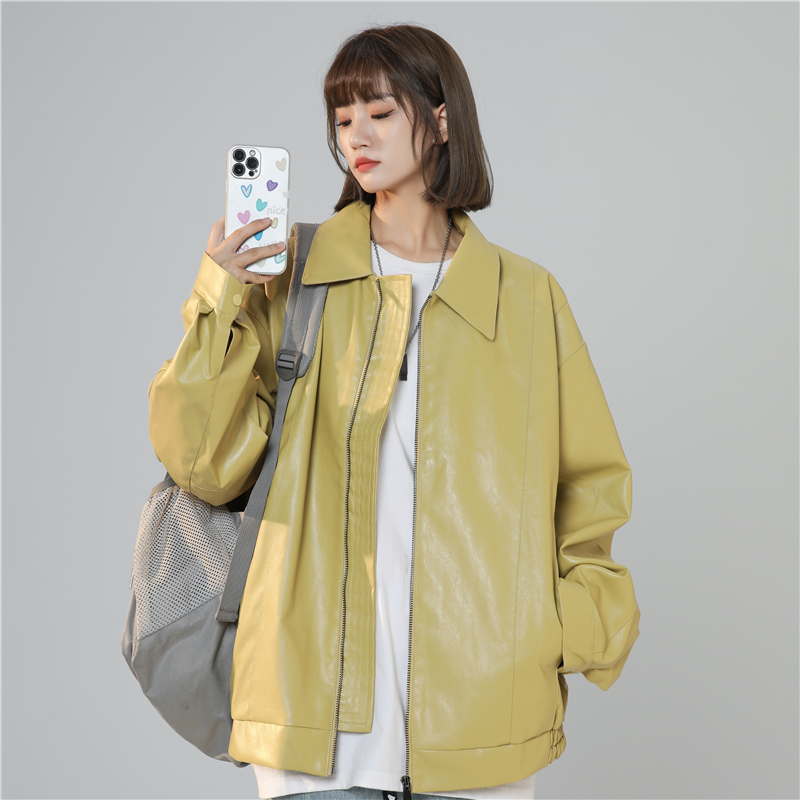 2023 autumn and winter new women's leather loose motorcycle jacket JK167-P95_voghion.com