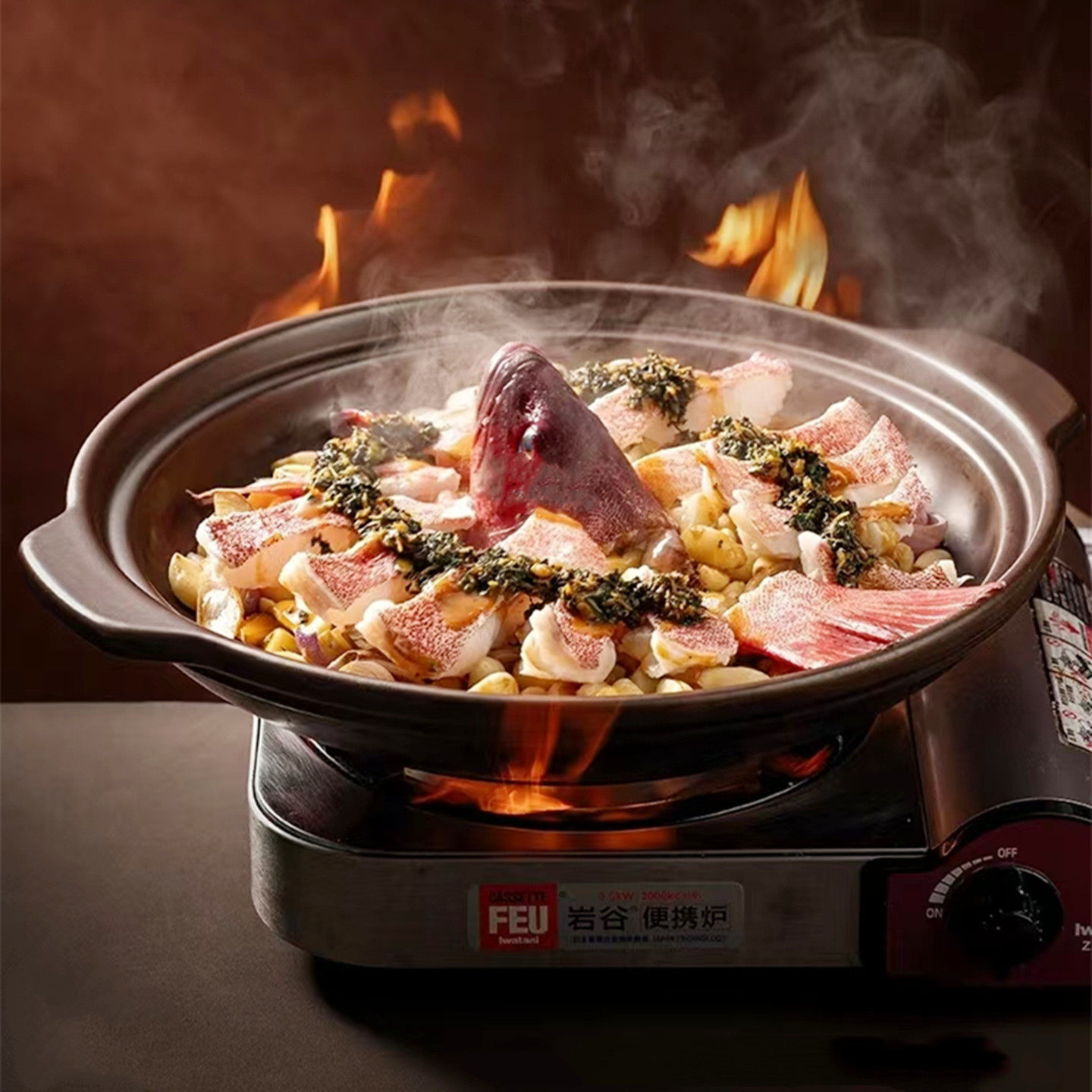 复古新中式可干烧棕色砂锅煲甲鱼肉蟹鱼头煲高级商用饭店酒店餐具