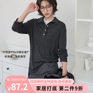 SISTERS姐妹春夏仿羊毛质感中性款POLO翻领长袖TEE男女可穿打底衫