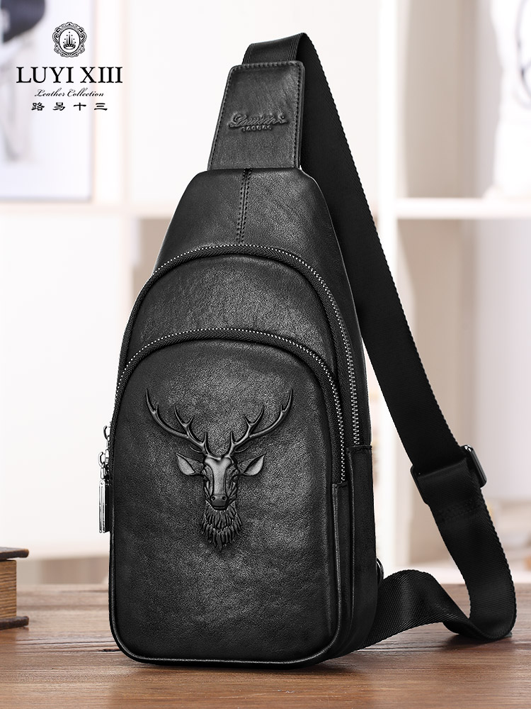 Men's chest bag Men's leather cross-body bag cross-shoulder bag Cowhide men's bag Single shoulder satchel small backpack men's fashion brand