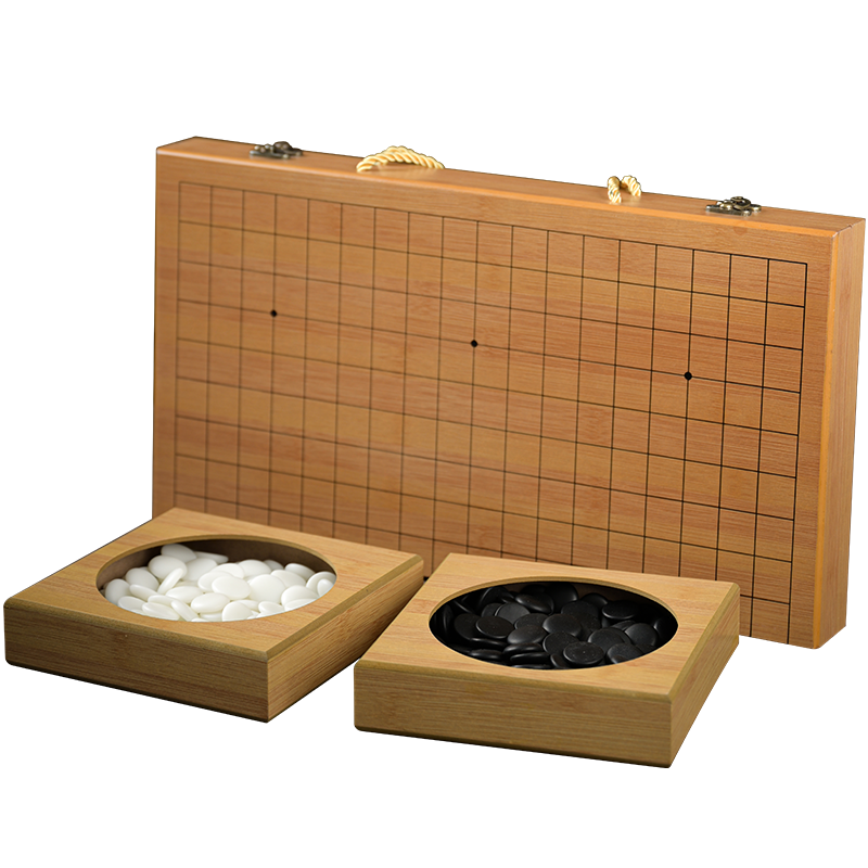 云窯子19路圍棋棋盤套裝五子棋入門兒童初學(xué)棋子正品實木可折疊