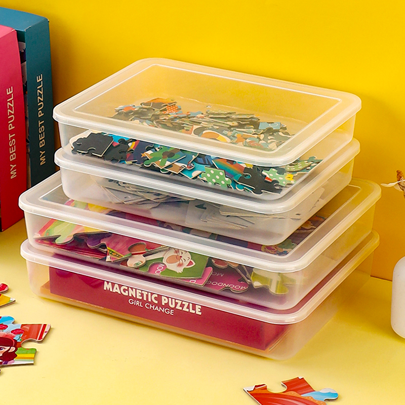 儿童拼图收纳盒透明塑料玩具盒